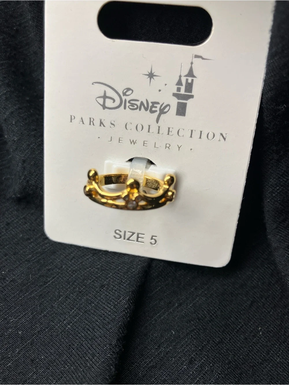 Disney Gold Crown Ring with Clear Stone Accents